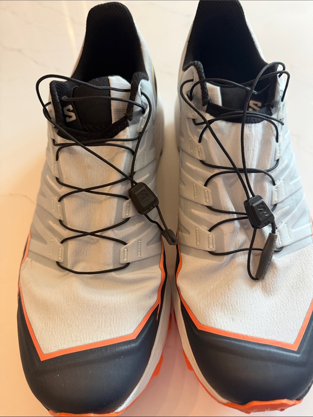 Salomon trail shoes  - White/Black with Orange Accents speed lace system